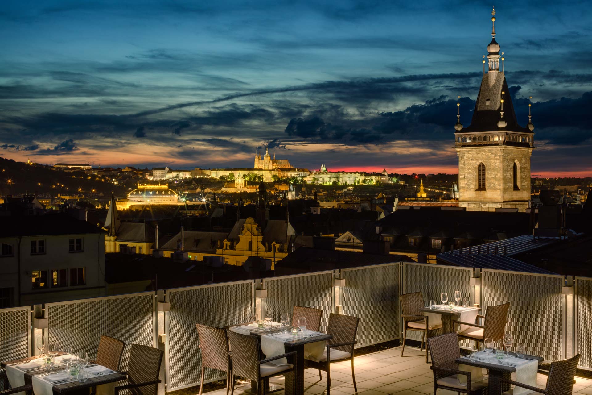 High 8 terrace of the Sheraton Prague Charles Square Hotel