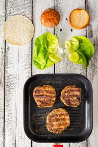 Vegan Burger preperation, grill