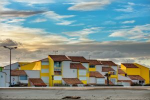 View on houses at the Beach at Southern France