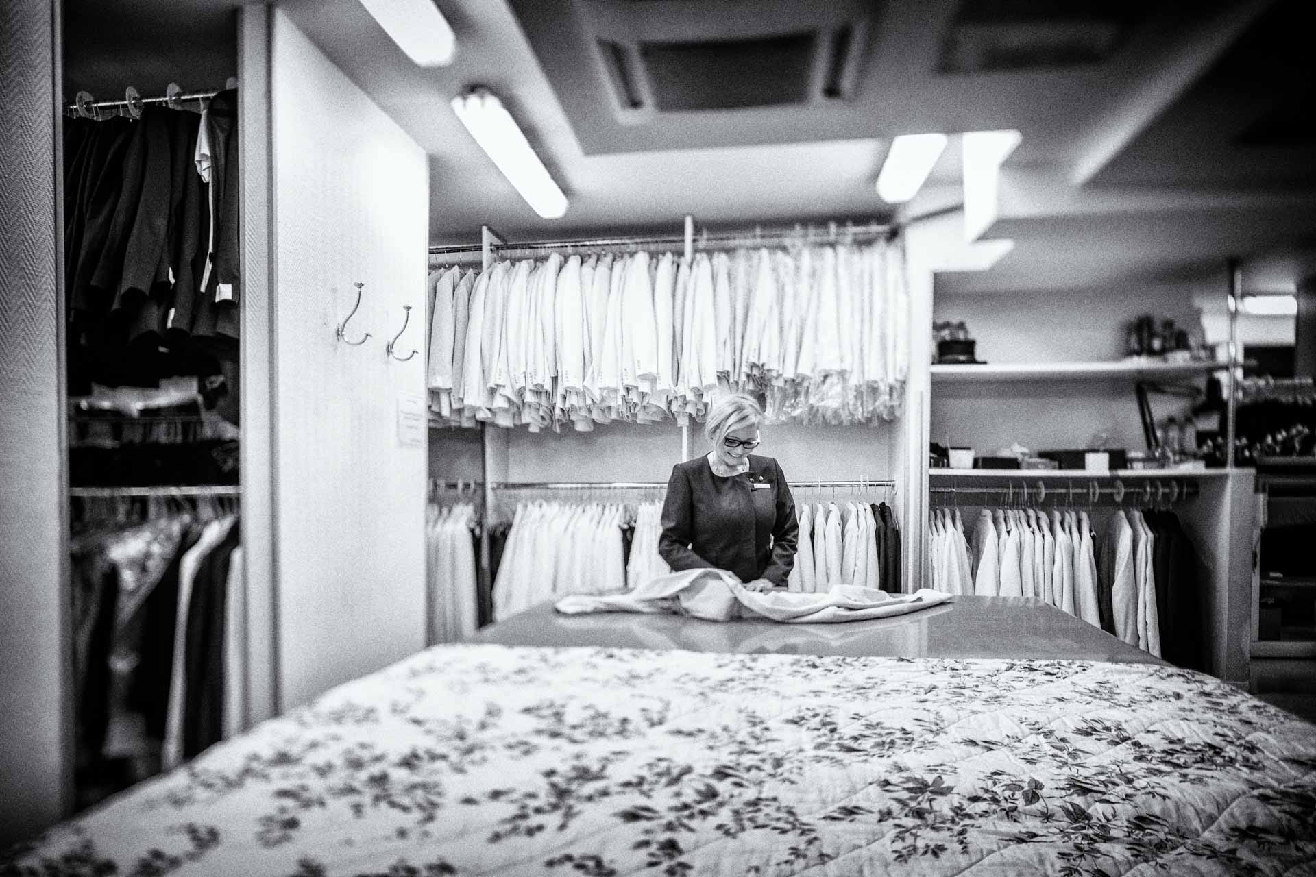 Dressmaker working in the Hotel Le Bristol Paris