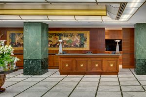Reception, Interior of the luxury 5 star Art Deco Hotel Alcron Prague