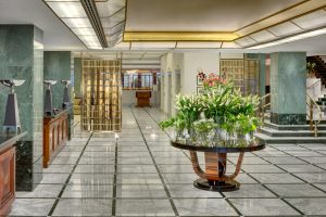 Reception, Interior of the luxury 5 star Art Deco Hotel Alcron Prague
