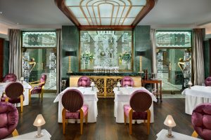 Interior of the luxury michelin starred Art Deco restaurant Alcron in the 5 star Hotel Alcron Prague