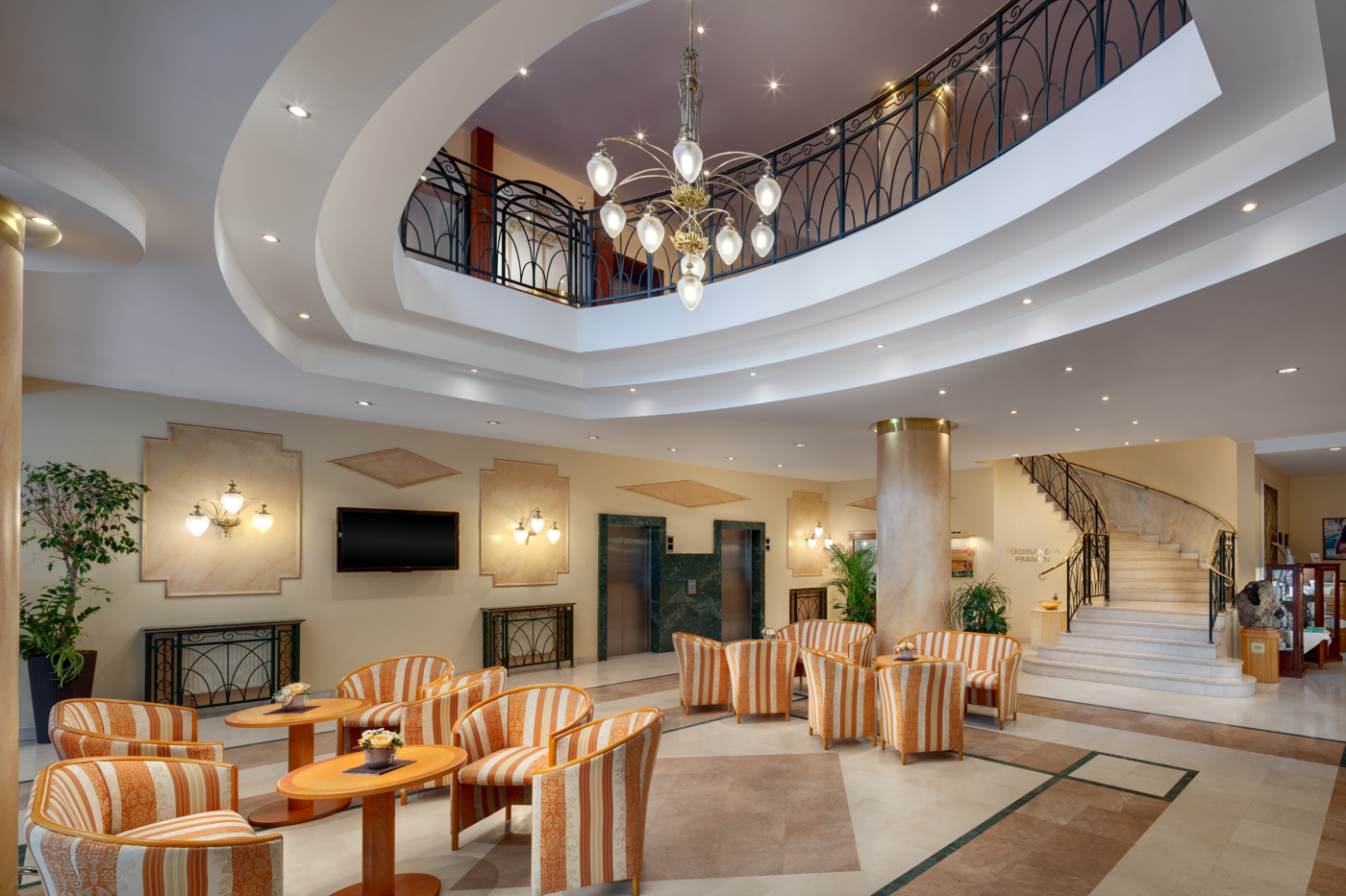 Interior of the lobby of hotel Butterfly at Ensana Health Spa Resort in Marianske Lazne